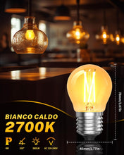 Carica l'immagine nel visualizzatore di Gallery, Lampadina a sfera da golf E27, 4 W, dimmerabile, mini lampadina a vite, equivalente a 40 W, 2700 K, bianco caldo, 380 lm