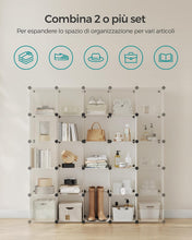 Carica l'immagine nel visualizzatore di Gallery, SONGMICS Scarpiera Componibile, Scaffale a 16 Cubi Modulari, Guardaroba