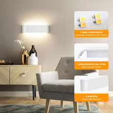 Carica l'immagine nel visualizzatore di Gallery, OOWOLF Applique da Parete Interno 1 Pezzi, Temperatura Colore Regolabile 3000K/4500K/6000K, 18W Alluminio Lampada a Muro