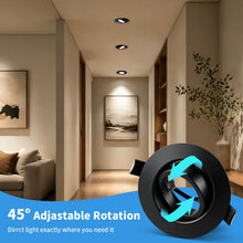 Carica l'immagine nel visualizzatore di Gallery, GeyouLux 4x Faretti da Incasso GU10 Telaio Nero, Orientabile 45°, Cornice in Metallo Ø84mm Piatta, Foro 68-75mm, Attacco