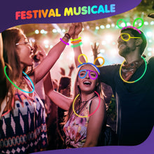Carica l'immagine nel visualizzatore di Gallery, Ziitty Braccialetti Luminosi Fluorescenti , 7 colori Fluo Party Kit Bambini Adulti Starlight 100 Glow Sticks e Connettori per Bracciali Occhiali Gadget per Comleanno Feste Carnevale Capodanno Pasqua