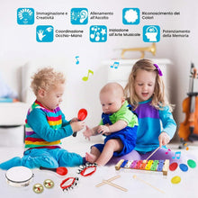 Carica l'immagine nel visualizzatore di Gallery, Strumenti Musicali per Bambini, Ulifeme 24 Pezzi Set Strumenti Musicali Percussioni Giocattolos in Legno, Giochi Musical