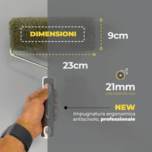 Carica l'immagine nel visualizzatore di Gallery, Boldrini rullo professionale completo di manico. Lunghezza rullo 23 cm - Tessuto nylon 21 mm colore verde – Ideale con i
