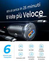 Carica l'immagine nel visualizzatore di Gallery, LISEN Caricatore Auto USB C 69W+60W Cavo【PD &amp; QC3.0 Rapido】 Caricatore Auto Accendisigari, Caricabatterie Auto USB C Kit di Accessori da Auto Per Cellulari Compatibile con iPhone 17 16 15 Pro Max