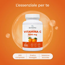 Carica l'immagine nel visualizzatore di Gallery, Bandini® Vitamina C 1.000mg 200 Compresse (+6 Mesi) | Sistema Immunitario