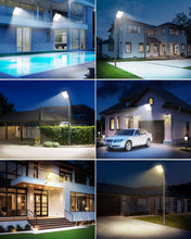Carica l'immagine nel visualizzatore di Gallery, Lampione Solare Led Esterno, 6000K Bianca e 3000K Calda Faro Stradale Esterno Impermeabile con Pannello Solare e Sensore