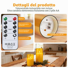 Carica l'immagine nel visualizzatore di Gallery, Set di 2 candele LED impermeabili senza fiamma, con telecomando e timer, candele LED tremolanti grandi per patio, giardi