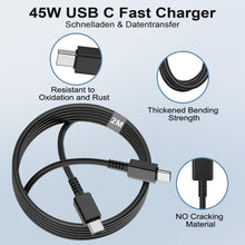 Carica l'immagine nel visualizzatore di Gallery, Vemfay 45W USB C Adapter con 2M cavo USB-C, Caricabatterie per Samsung S25/S24/S23/ S22 /S21 /S21 Ultra,S20 FE, A16/A15/