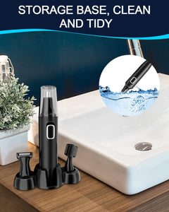 Tagliapeli Naso e Orecchie 3 in 1 Set Ricaricabile via USB, Tagliacapelli Professionale Indolore per Sopracciglia e Viso, Impermeabile, Adatto a Uomini e Donne, Nero