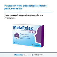 Carica l'immagine nel visualizzatore di Gallery, Metagenics MetaRelax Notte - Sonno e Relax - 30 Compresse