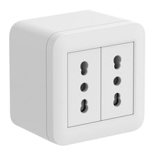 Carica l'immagine nel visualizzatore di Gallery, Electraline 60473 contenitore da superficie FIXA con due prese bivalenti (10/16A), Bianco, IP40, compatibile per install