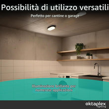 Carica l'immagine nel visualizzatore di Gallery, Oktaplex lighting Plafoniera LED Ovale Nera 10W 800Lm Lampada a Muro 3000K Luce Naturale Bianco Caldo IP54 Lumi