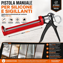 Carica l'immagine nel visualizzatore di Gallery, Topolenashop Pistola Manuale per Silicone e Sigillanti – Applicatore Professionale per Cartucce fino a 310 mm, Struttura