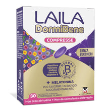 Carica l'immagine nel visualizzatore di Gallery, Laila DormiBene Compresse, Integratore per dormire con Melatonina + Erbali