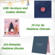 Carica l'immagine nel visualizzatore di Gallery, 6 Pezzi 3D Cartoline di Natale con Buste, JRISBO Biglietti Auguri Natale 3D Pop-Up Christmas Cards Colorato Set di Cartoline Natale Xmas Regalo di Natale per Bambini Amici Famiglia