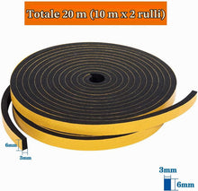 Carica l'immagine nel visualizzatore di Gallery, Nastro Autoadesivo in Schiuma, 6mm(Larghezza) x 3mm(Spessore), Guarnizione in Gomma per Porte e Finestre, Anti Freddo, R