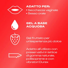 Carica l'immagine nel visualizzatore di Gallery, Durex Strawberry, Lubrificante Sessuale Intimo, Gel Lubrificante a Base d'Acqua Adatto per Rapporti Intimi e Preliminari, Gusto Fragola, 50ml