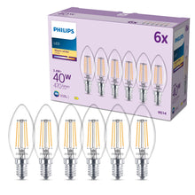 Carica l'immagine nel visualizzatore di Gallery, Philips Lampadina LED smart B35 E14, Trasparente, Confezione da 6