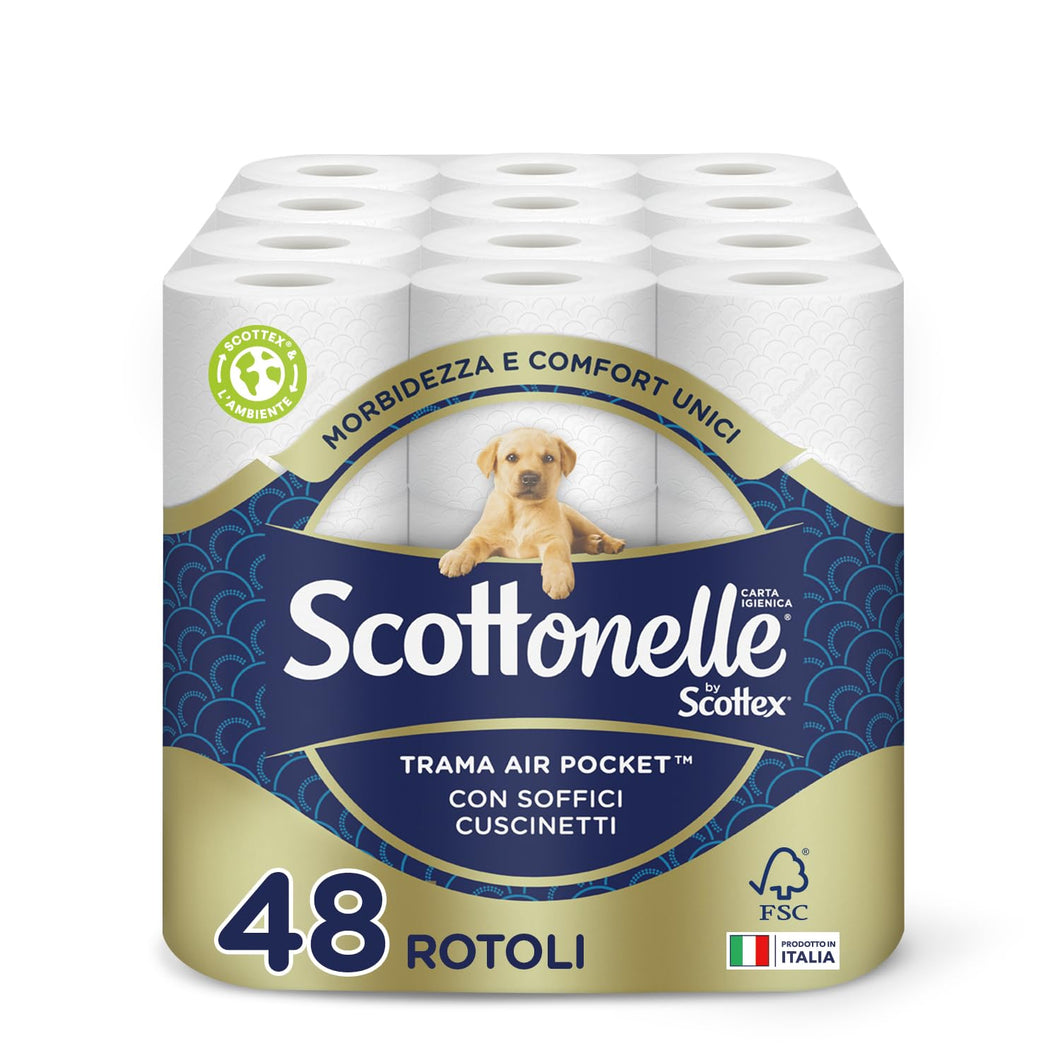 Scottonelle Carta Igienica, Morbida e Resistente, Dermatologicamente testata, 48 Rotoli (12x4)