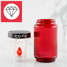 Carica l'immagine nel visualizzatore di Gallery, Hofer Candele, luce solare a LED in vetro [rosso] 3 anni di durata della luce, resistente alle intemperie, per esterni, 