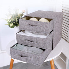 Carica l'immagine nel visualizzatore di Gallery, YINGGG Portaoggetti in tessuto Contenitori portaoggetti con maniglia Cassetto Organizer Contenitori pieghevoli per calzini, reggiseni (grigio, 3 grandi cassetti)