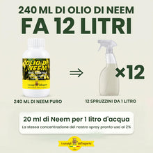 Carica l'immagine nel visualizzatore di Gallery, Olio di Neem Puro per Piante 240 ml Concentrato - Fa 12 Litri al 2%