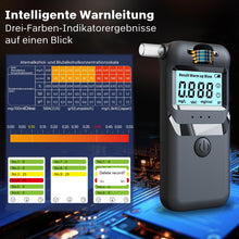 Carica l'immagine nel visualizzatore di Gallery, Alcohol tester con 15 bocchini, tester per alcol con schermo LCD, etilometro digitale con illuminazione di emergenza a LED, per test di alcol