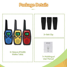 Carica l'immagine nel visualizzatore di Gallery, Retevis RT628S Walkie Talkie Bambini, RT628(2.0) Woki Toki, modalità Provvisoria, Walkie Talkie Bambina per Giochi di Famiglia, Campeggio, Avventura, Regalo (3 Pezzi)