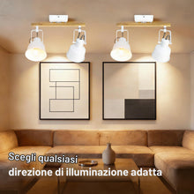 Carica l'immagine nel visualizzatore di Gallery, Faretto da soffitto a 2 luci, orientabile a 350°, vintage, lampada da soffitto a LED, attacco E14, attacco industriale c