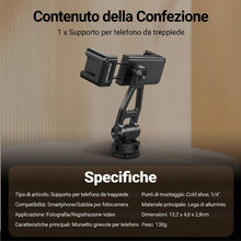 Carica l'immagine nel visualizzatore di Gallery, NEEWER GA010 Supporto Smartphone da Treppiede Metallico con Cold Shoe, 1/4"