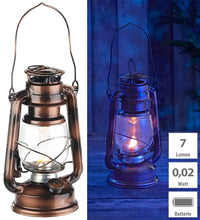 Carica l'immagine nel visualizzatore di Gallery, Lunartec LED-Sturmlampe im Öllampen-Design mit Flammen-Imitation, Bronze