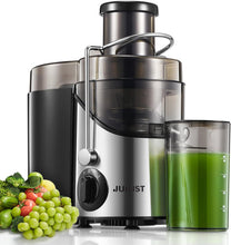 Carica l'immagine nel visualizzatore di Gallery, JUILIST Centrifuga Frutta e Verdura, 400W Estrattore di Succo a Freddo con 65 MM Bocca Larga, 3 Velocità, Acciaio Inox, Piedi Antiscivolo, Includi Spazzola, Facile Pulizia, Senza BPA (argento)