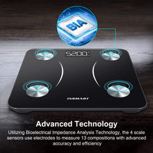 Carica l'immagine nel visualizzatore di Gallery, Bilancia Pesapersone Digitale Professionale, INSMART Bilancia Impedenziometrica Smart Bluetooth con 13 Indici di Misurazione Pesa Persone, Massa Grassa e Magra, BMI, Massa Muscolare o Ossea, 180KG