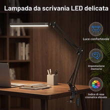 Carica l'immagine nel visualizzatore di Gallery, Lampada da Scrivania LED, 14W, Lampada con Morsetto e Clip, Luce Dimmerabile Protezione Occhi, Diverse Modalità di Color