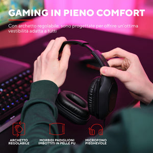Trust Gaming GXT 415 Zirox Cuffie Gaming Leggere con Driver da 50 mm per PC, Xbox, PS4, PS5, Switch, Mobile, Jack Audio 3.5 mm, Cavo 2m, Cuffie con Microfono Over-Ear - Nero
