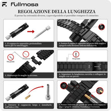 Carica l'immagine nel visualizzatore di Gallery, Fullmosa Cinturino 22mm 20mm 18mm Orologio Acciaio Inox a Sgancio Rapido