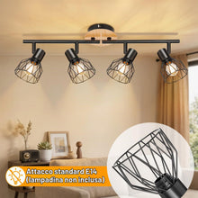Carica l'immagine nel visualizzatore di Gallery, Dehobo E14 Faretti da Soffitto 4 Luci, Legno Orientabili Faretti Soffitto