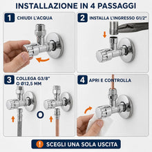Carica l'immagine nel visualizzatore di Gallery, Ibergrif M22022-2 Valvola ad Angolo 1/2" x 3/8", 2 Pezzi