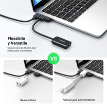 Carica l&#39;immagine nel visualizzatore di Gallery, UGREEN Scheda Audio USB Esterna Adattatore Jack 3,5mm per Cuffie Microfono Stereo Casse Adapter Aux Compatibile con Windows PC, PS5/4, MacBook, Linux, Altoparlanti, Amplificatore