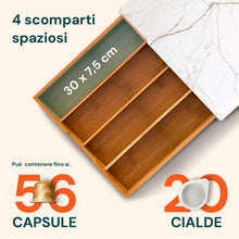 Carica l'immagine nel visualizzatore di Gallery, Avilia Porta Cialde Caffè in Bambù con Cassetto, Vetro Marmorizzato Bianco