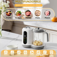 Carica l'immagine nel visualizzatore di Gallery, Cuocipappa Mixer Multifunzione, Cuocipappa per Bambini, Cuocipappas per Bambini, Cuocivapore, Frullatore e Sterilizzatore in un Unico Apparecchio,Sterilizzatore in un Unico Apparecchio, 400 ml