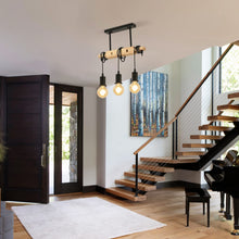 Carica l'immagine nel visualizzatore di Gallery, Toolight Lampadario Soffitto Legno Regolabile E27 Soggiorno Cucina 40CM