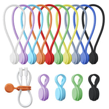 Carica l'immagine nel visualizzatore di Gallery, tounee Fascette fermacavi riutilizzabili in silicone con magnete- 2 misure (4 x 7,5 cm + 4 x 19,5 cm) - Multifunzionali 