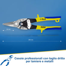 Carica l'immagine nel visualizzatore di Gallery, S&amp;R Cesoie per Lamiera Professionali 250 mm, Forbici per Lamiera, Cesoie per Cartongesso - TAGLIO DRITTO - Lame Lunghe 3