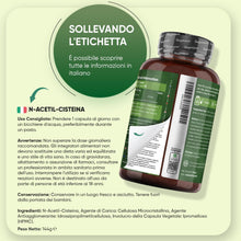 Carica l'immagine nel visualizzatore di Gallery, NAC N-Acetil-Cisteina Vegana, 600mg per Dose, 180 Capsule, per 6 Mesi