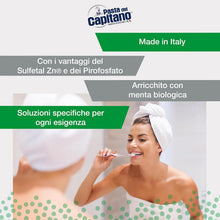 Carica l'immagine nel visualizzatore di Gallery, Pasta del Capitano, Dentifricio Antitartaro Bio, Dona Freschezza e Rinfresca l'Alito, Ideale per i Fumatori, Aiuta a Prevenire la Placca, 100% Made in Italy, Tubetto da 75 ml