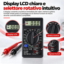 Carica l'immagine nel visualizzatore di Gallery, Topolenashop Multimetro Digitale DT830B con Display LCD e Puntali – Voltmetro Amperometro Ohmmetro, Tensione DC 1000V e 