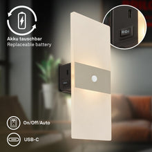 Carica l'immagine nel visualizzatore di Gallery, BRILONER Sticklights - Lampada parete senza fili con rilevatore di movimento, batteria ricaricabile, rimovibile magnetic