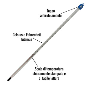 Termometro in vetro da -10 a +150 C 300 mm Lab & Prodotti Scientifici per la misurazione dell'acqua Liquido Casa Brew Vino e Birra o per Laboratorio Laboratorio Uso Scientifico