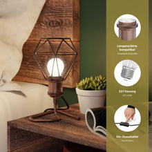Carica l'immagine nel visualizzatore di Gallery, ledscom.de Lampada da tavolo RETRA, interruttore, bronzo, 1x E27 max. 60W